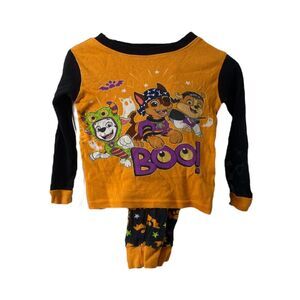 Boys Size 2T Pajama Set Paw Patrole Holoween Black Orange Long Sleeve